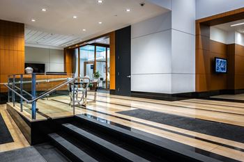 Private resident lobby with controlled access and 24-hour courtesy patrol for the building